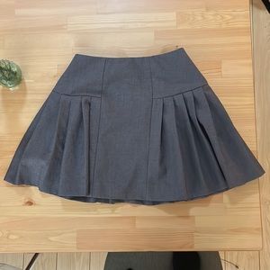 Pleated Mini Skirt Gray